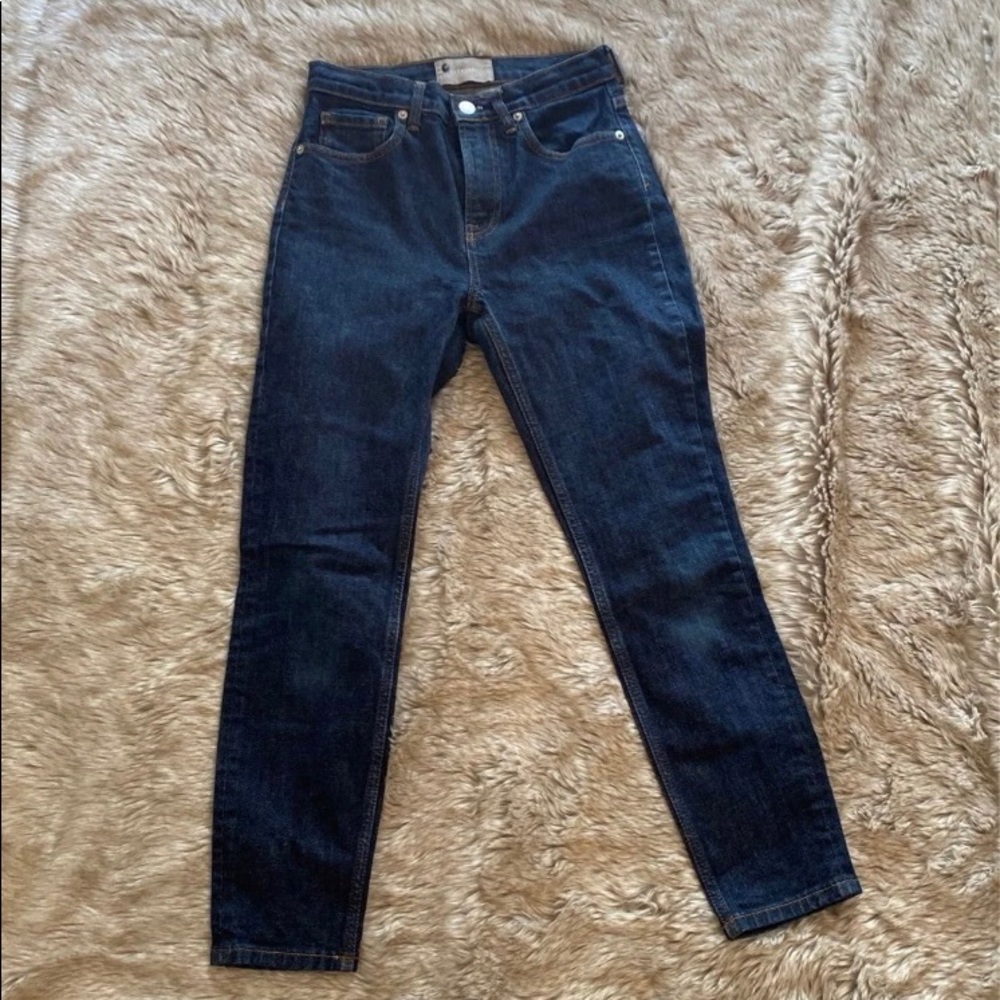 Everlane High-Rise Dark Blue Ankle Jeans